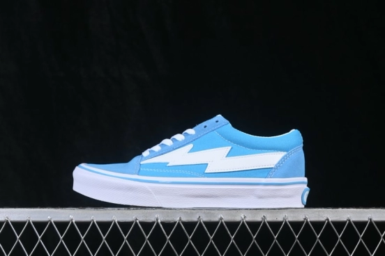 Revenge x Storm Old Skool Lightning Denim Low-Top Skateboarding Shoes in Lake Blue