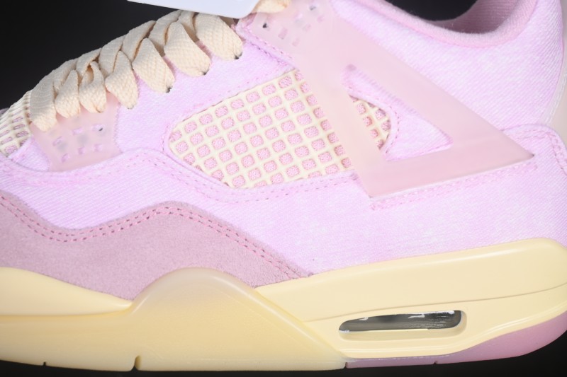 Nike Air Jordan 4 Retro 'Iced Carmine' Denim Basketball Shoes with Soft Pink Upper - IB6716-600