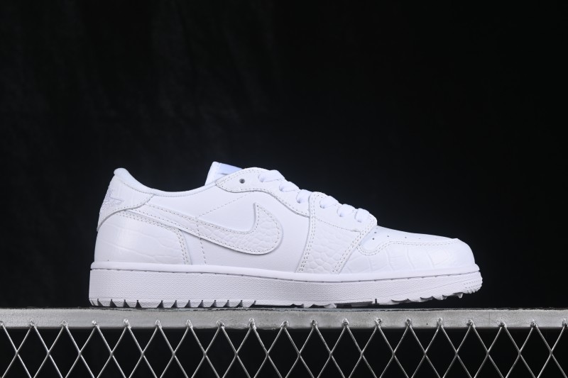 Nike Air Jordan 1 Low Retro Basketball Shoes in All-White Leather - DD9315-110