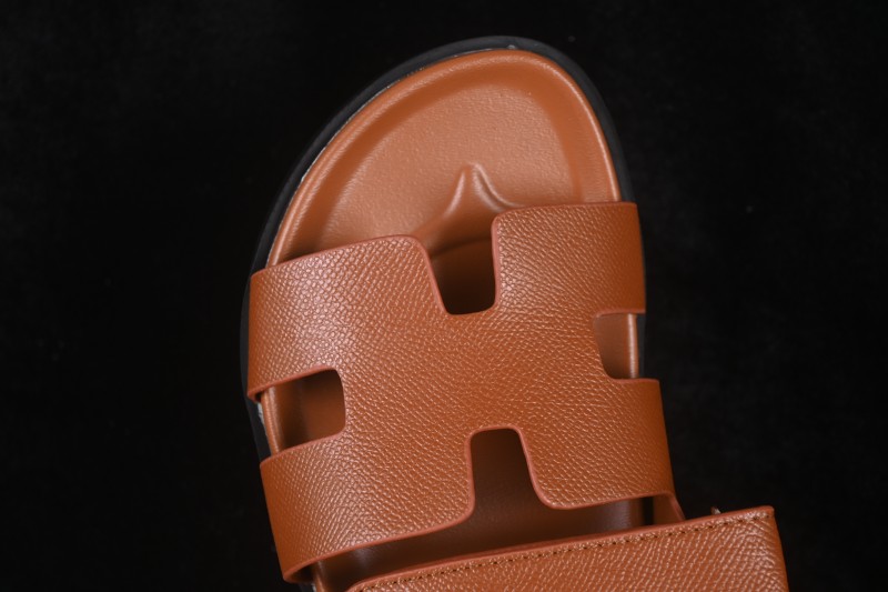 Hermes Chypre Flat Slide Sandals Brown - AJE5