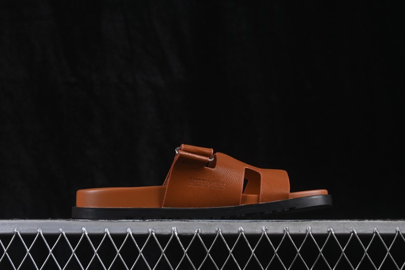 Hermes Chypre Flat Slide Sandals Brown - AJE5