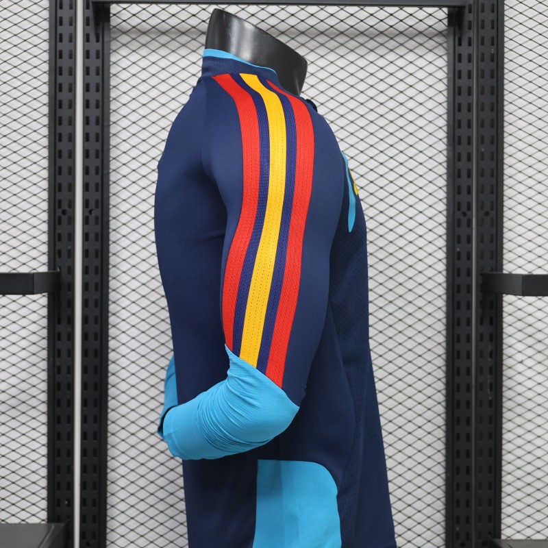 Player Version 2026 Spain Away Navy Blue Long Sleeve Jersey