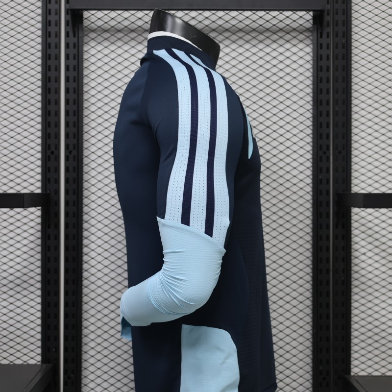 Player Version 2026 Argentina Away Navy Blue Long Sleeve Jersey
