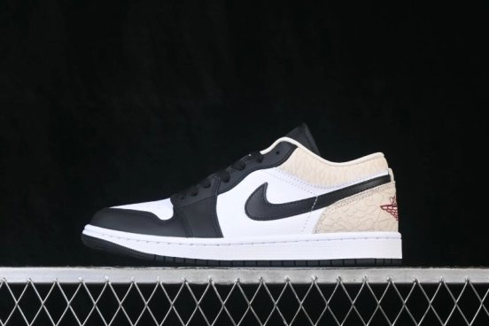 Nike Air Jordan 1 Low AJ1 Cracked Leather Color Block Low-Top Retro Cultural Basketball Shoes - IQ5490-007