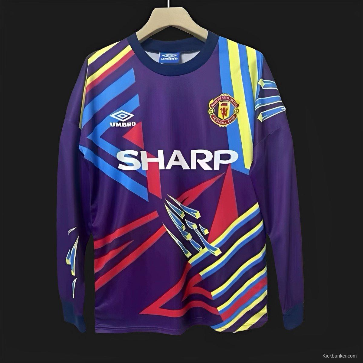 Retro 92/93 Manchester United Purple Goalkeeper Long Sleeve Jersey