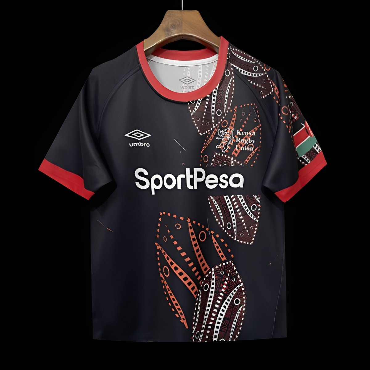 2026 Kenya Black with Red and Orange Tribal Dot Patterns Jersey