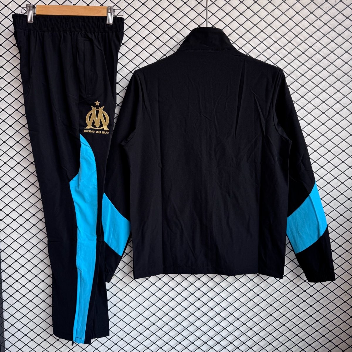 25/26 Olympique Marseille Black Full Zipper Windbreaker + Long Pants