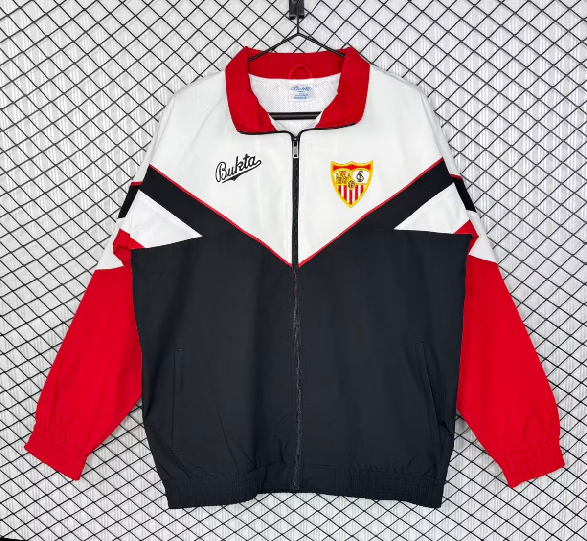 Retro 92/93 Sevilla White/Black/Red Windbreaker