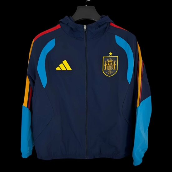 2026 Spain Navy Full Zipper Windbreaker