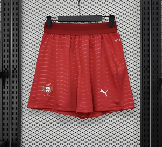 2026 Player Version Portugal Red with Wave Pattern Shorts