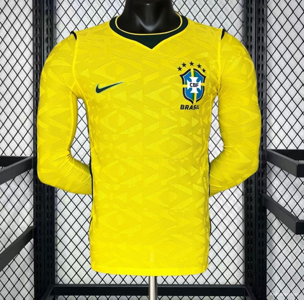 2026 Player Version Mens Brazil World Cup Home Long Sleeve Jersey