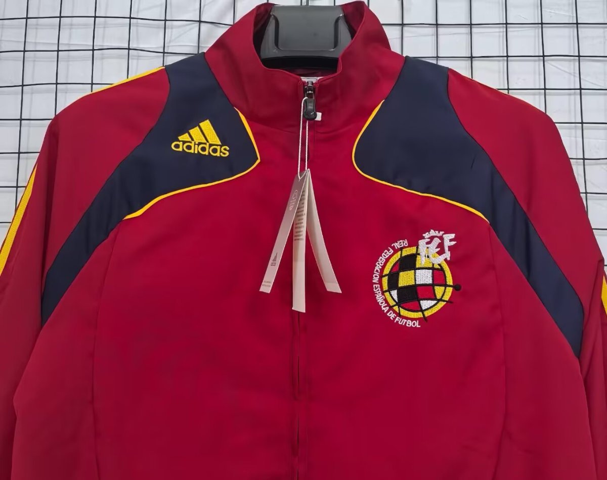 2026 Spain Vintage Adidas Red Full Zipper Windbreaker