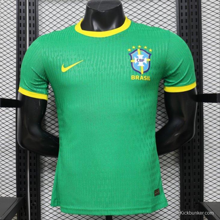 Player Version 2026 Brazil Green with Wave Texture Away Jersey