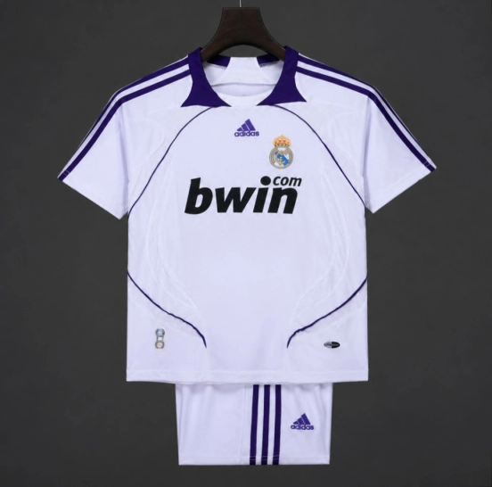 Retro 2007/08 Kids Real Madrid White & Purple Home Jersey