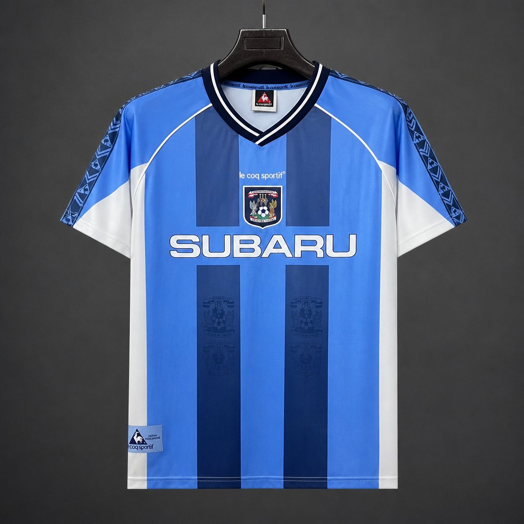 Retro 1995/97 Coventry City Sky Blue & Navy Stripe Home Jersey