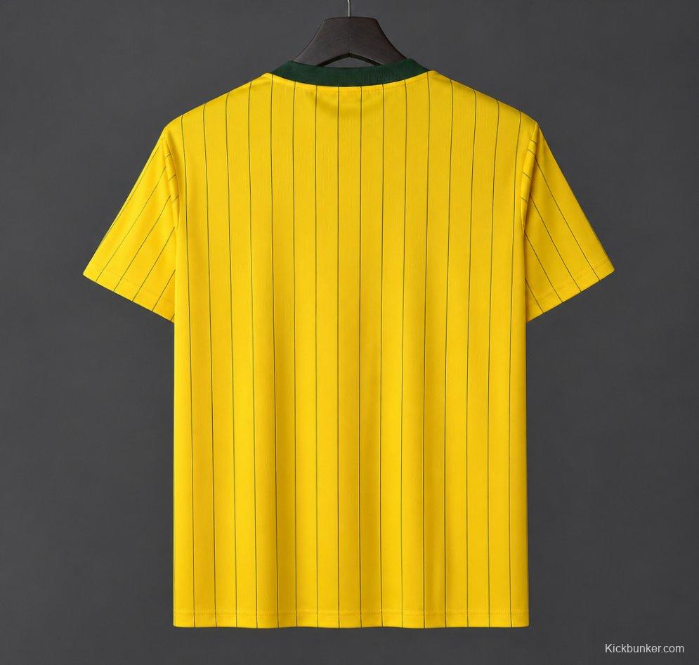2026 Adidas Originals Brazil Vintage Pinstripe Yellow Jersey