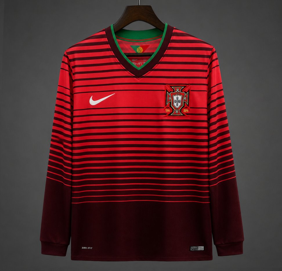 Retro 2014 Portugal Home Long Sleeve Jersey