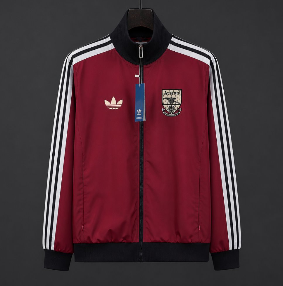 26/27 Arsenal Track Jacket Burgundy Black Full Zipper Windbreaker