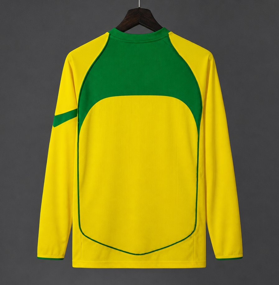 Retro 2004 Brazil Home Long Sleeve Jersey