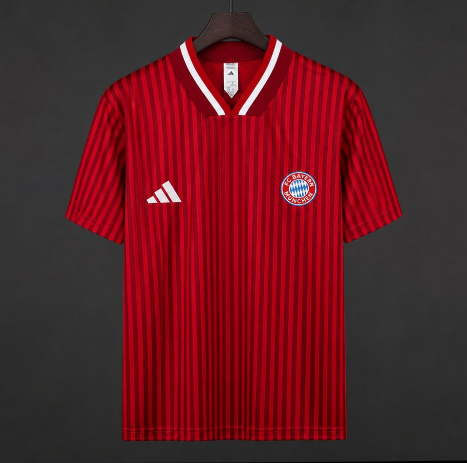 26/27 Bayern Munich Red with Dark Red Pinstripes Pre-Match Jersey
