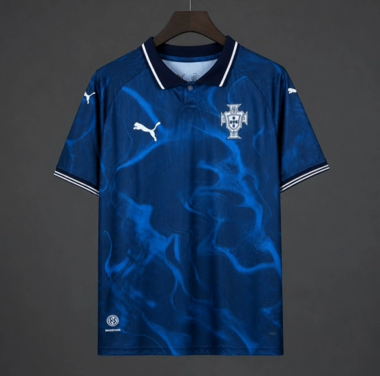 2026 Portugal Navy Blue with Blue Flame Pattern Away Jersey